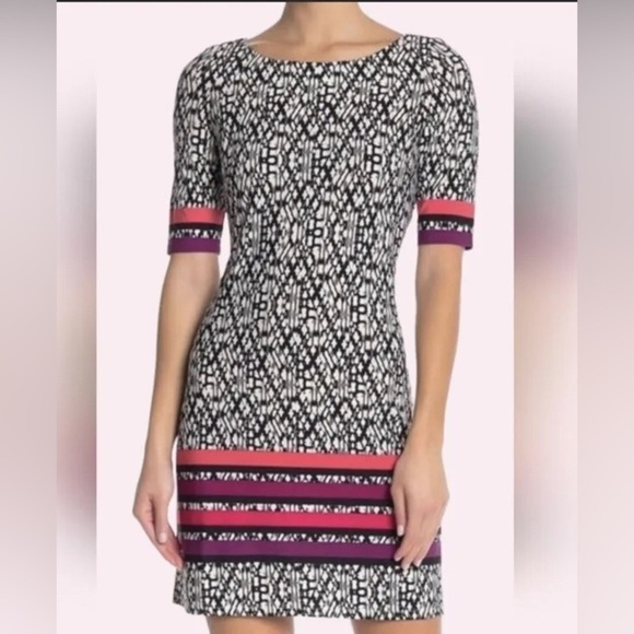 Eliza J Geometric Mixed Print Shift Dress Womens Size 12 - Picture 1 of 10